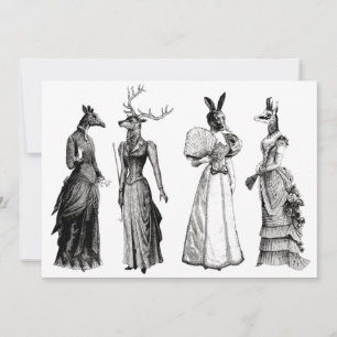 Invitación animales victorianos mujeres graciosas