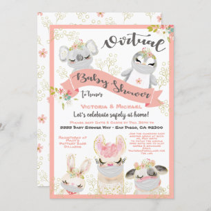 Invitación Animales virtuales de Baby Shower con máscaras