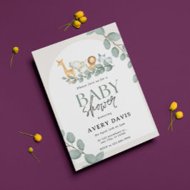 Invitación Animales Woodland Modernos Forest Boy Baby Shower 