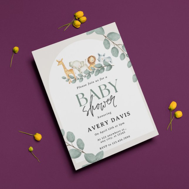 Invitación Animales Woodland Modernos Forest Boy Baby Shower  (Subido por el creador)