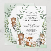 Animales Woodland modernos salvajes un primer cump