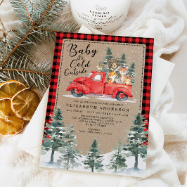 Invitación Animales Woodland Snowy Winter Baby Shower Pasan