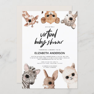 Invitación Animales Woodland Virtual Modern Baby Shower