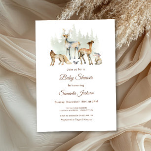 Invitación Animals Forest Woodland Baby Shower