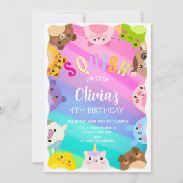 Invitación Animals Squish Girl Birthday party