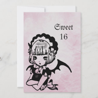Invitación Anime Bat Chica Gótico Fantasía dulce 16 cumpleaño