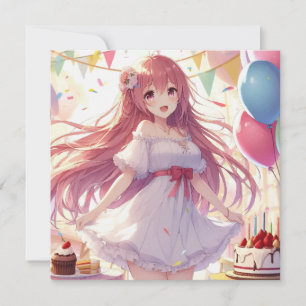 Invitación Anime Chica Cumpleaños