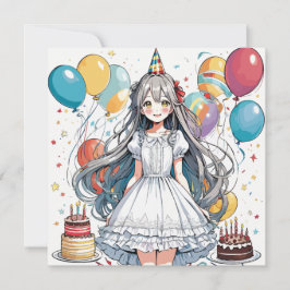 Invitación Anime chica Cumpleaños C