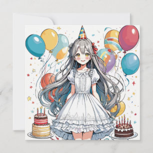 Invitación Anime chica Cumpleaños C