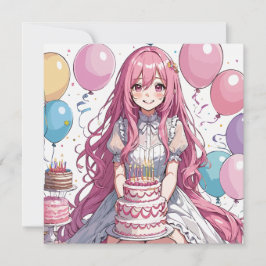 Invitación Anime chica cumpleaños D