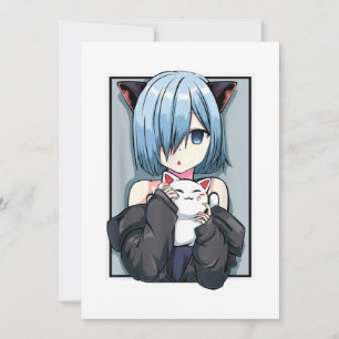 Invitación Anime Chica Neko Catgirl Pastel Kawaii Cat Manga J