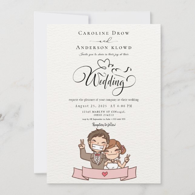 Invitación Anime Couple Wedding (Anverso)