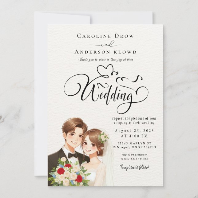 Invitación Anime Couple Wedding (Anverso)