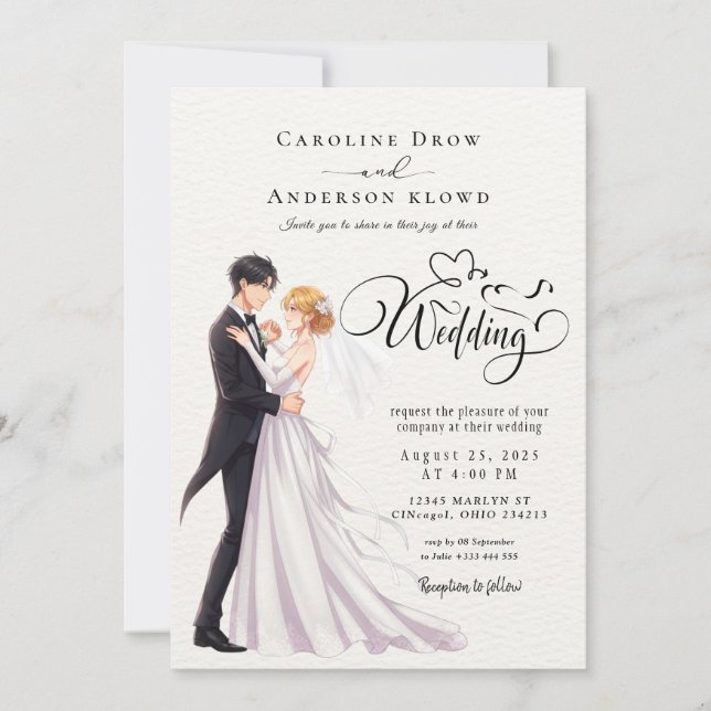 Invitación Anime Couple Wedding (Anverso)