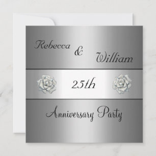 Invitación Aniversario 25º Fiesta de Rosa de Plata Elegante