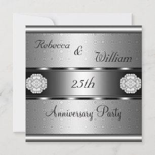 Invitación Aniversario 25º Fiesta Elegante Rollo Plata