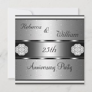 Invitación Aniversario 25º Fiesta Elegante Rollo Plata