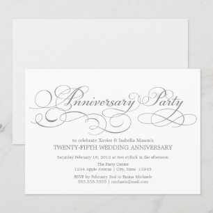 Invitación Aniversario 25   Blanco/Plata