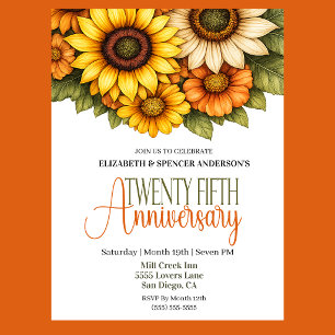 Invitación Aniversario 25 de Bodas Pretty Sunflowers