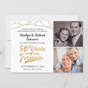 Invitación Aniversario 50 AÑOS EN FOREVER Gold Retro