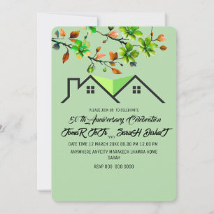 Invitación Aniversario 50, Boda Aniversario Verde