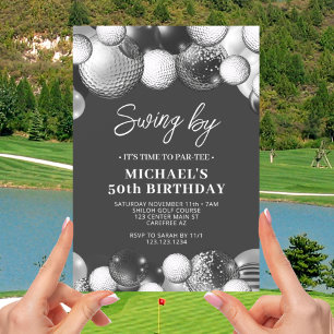 Invitación Aniversario 50 de la fiesta de golf para hombres