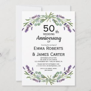 Invitación Aniversario 50 de Lavanda Verde 