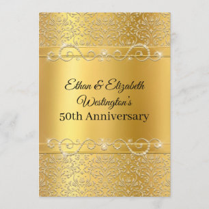 Invitación Aniversario 50 de Oro y Diamantes Negros