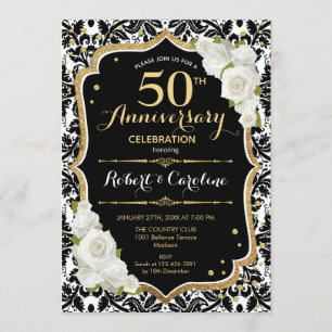 Invitación Aniversario 50 - Negro Oro