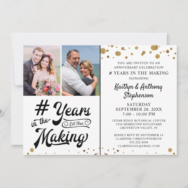 Invitación Aniversario Black Gold AÑOS EN HACERSE REALIDAD (Anverso)