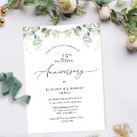 Invitación Aniversario Boda 25 (u otros) de la vegetación de<br><div class="desc">Celebra la alegría de tu boda aniversario con esta hermosa y elegante invitación de aniversario! Capacidad de añadir cualquier número de aniversario que necesite. Diseño con una exquisita acuarela Eucalyptus verde deja enmarcar los detalles de tu aniversario. Su frase "aniversario número Boda" en una hermosa mezcla de caligrafía escrita a...</div>