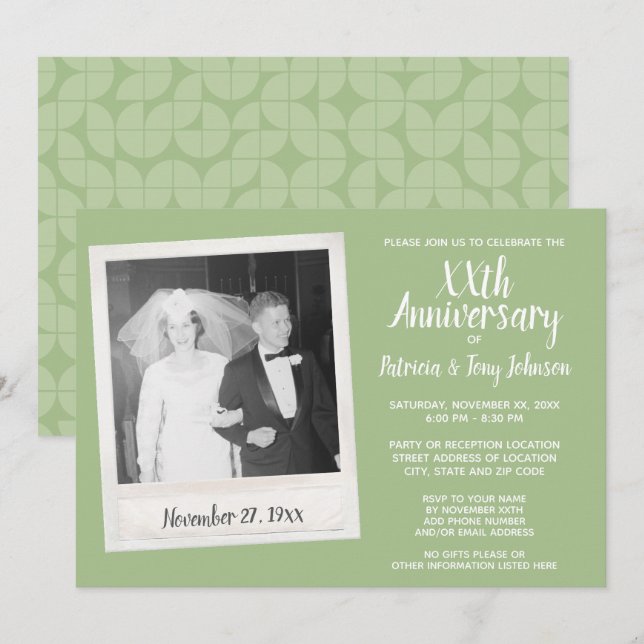 Invitación Aniversario boda con foto vintage - sabio (Anverso / Reverso)
