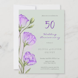 Invitación Aniversario Boda de Eustomas Morados 50 años