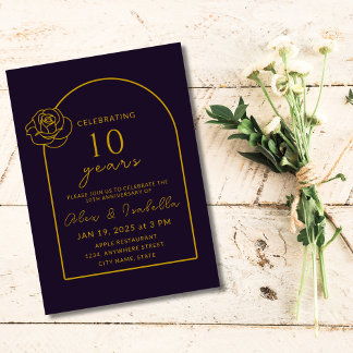 Invitación Aniversario Boda del Morado Moderno y Oro 10