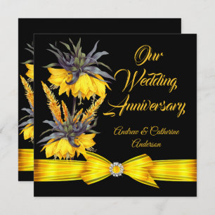 Invitación Aniversario boda flor amarillo exótico arco negro