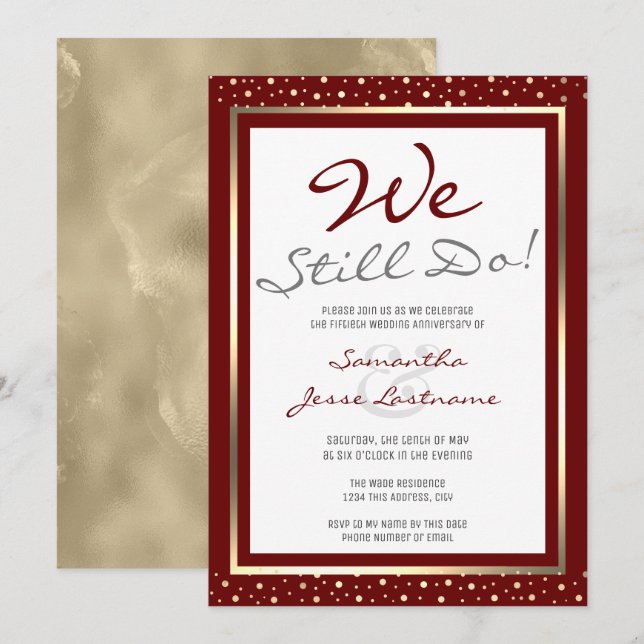 Invitación Aniversario boda Todavía Hacemos Elegante Invitaci (Anverso / Reverso)