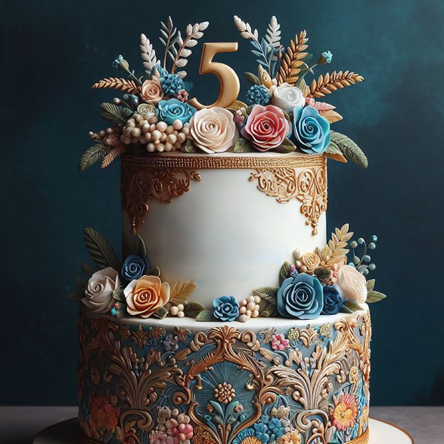 INVITACIÓN ANIVERSARIO COLORIDO DE 5 BODAS SOFISTICADO (Subido por el creador)