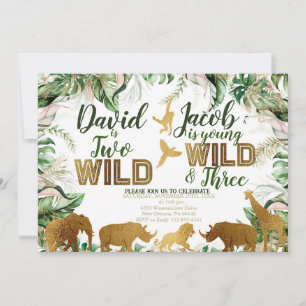 Invitación Aniversario conjunto de animales de Safari, animal