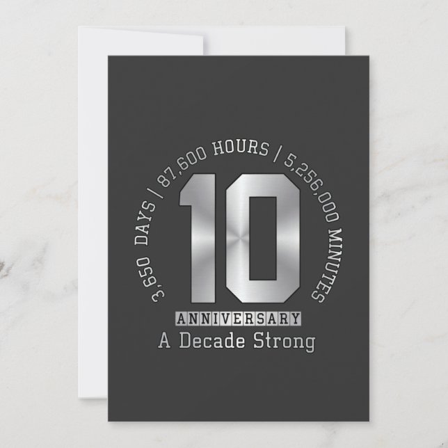 Invitación Aniversario de 10 años - Una década fuerte (Anverso)