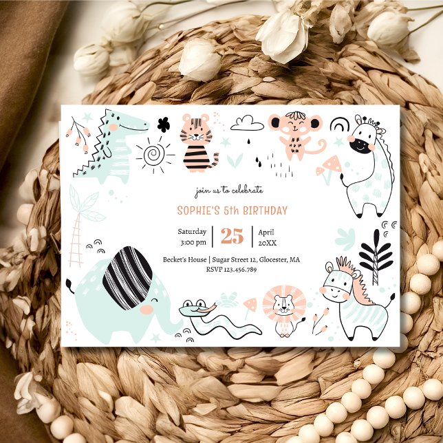 Invitación Aniversario de animales salvajes de safari (Subido por el creador)