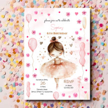 Aniversario de bailarinas rosadas y globos