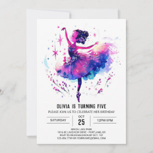 Invitación Aniversario de Ballerina Imprimible