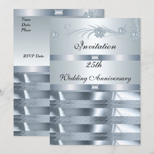 Invitación Aniversario de Boda 25º Plata Azul