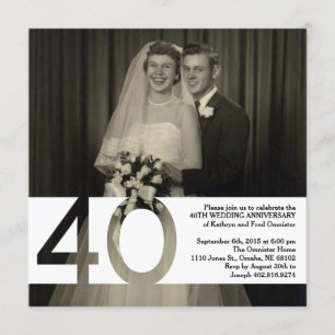 Invitación Aniversario de Boda 40 5.25 x 5.25