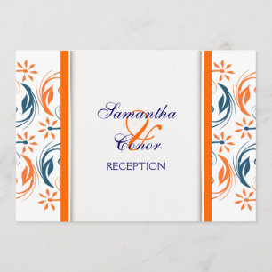 Invitación Aniversario de boda azul blanco anaranjado