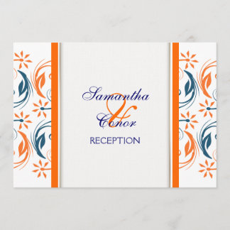 Invitación Aniversario de boda azul blanco anaranjado