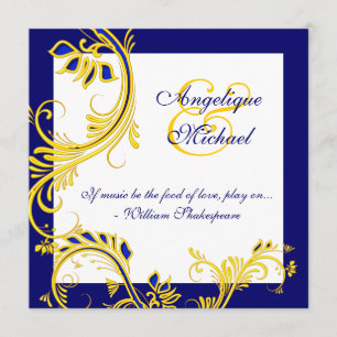 Invitación Aniversario de boda blanco amarillo azul elegante