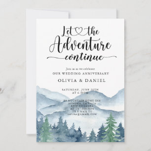 Invitación Aniversario de Boda Bosque de Montaña Acuarela