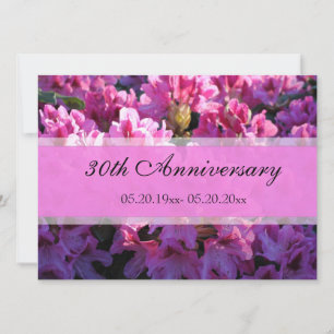 Invitación Aniversario de boda con azalea rosa floreciendo