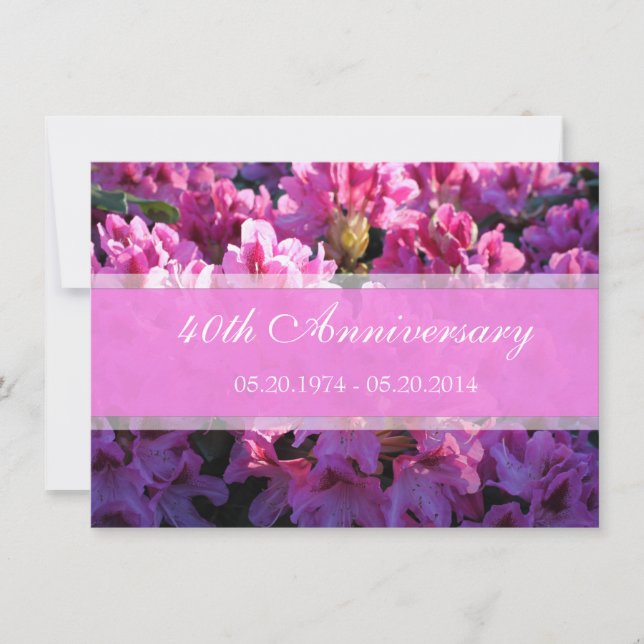 Invitación Aniversario de boda con flores de azalea rosa (Anverso)